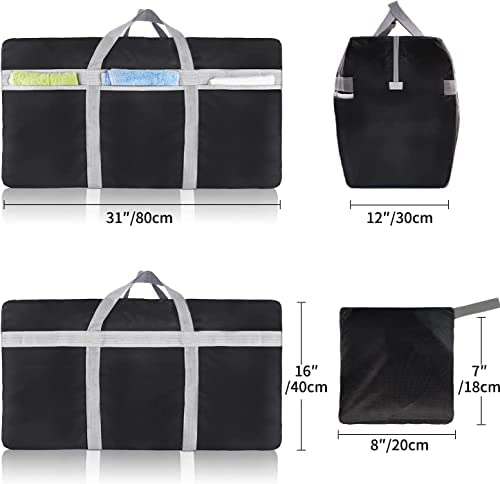 Foldable Travel Bag, 96L Extra Large Holdall Bag, Packable Duffle Bag, Lightweight Waterproof Duffel Holdall Bag, Black