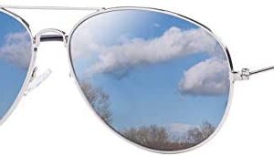 Silver Mirror Mirrored Sunglasses Mens Womens Unisex Retro Fashion 80s Pilot UV400 Protection